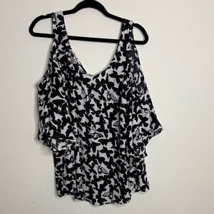 Torrid Black and White Butterfly Blouse